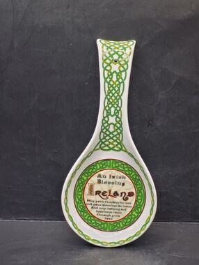 Ireland Irish Blessing Spoon Rest Celtic Knot Ceramic 9in